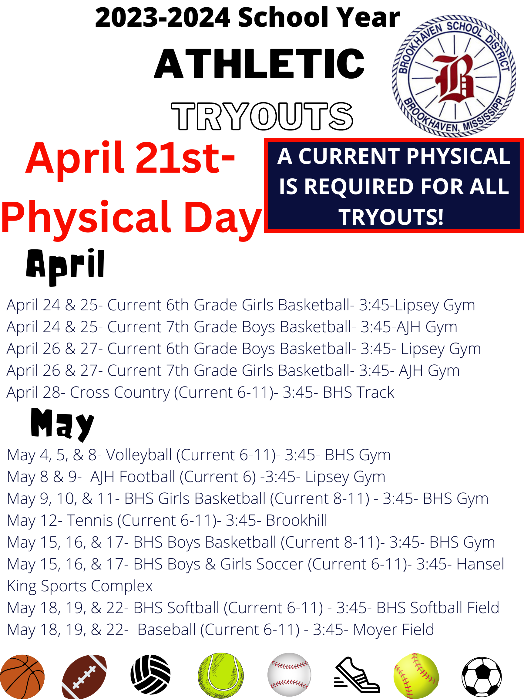 Tryout Dates